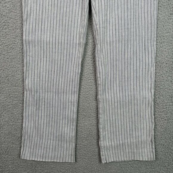 J Jill Stretch Linen Pants Womens Sz 10 Grey White Stripe Wide Leg Linen Blend - Picture 5 of 11